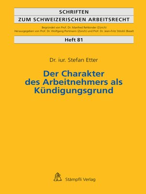 cover image of Der Charakter des Arbeitnehmers als Kündigungsgrund